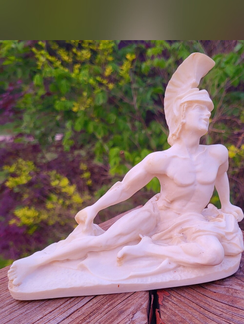 Vintage Italian Alabaster Dying Achilles Statue Greek Warrior Made Italy 8"